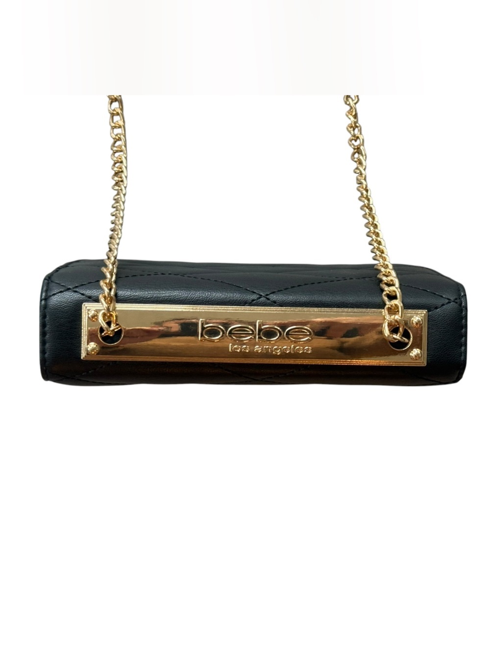 bebe Black Quilted Chain Crossbody Bag Gold Hardware - Picture 3 of 6